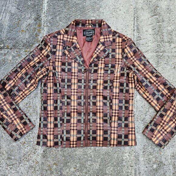 Selene Sport Women Blazer Jacket Brown Snake Skin Pattern Coat Size S - Picture 8 of 13